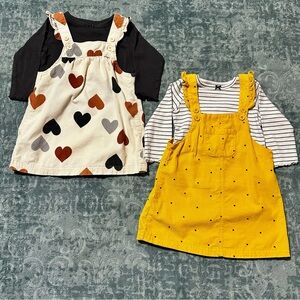 TODDLER Pair of Carter’s Heart Corduroy Jumpers | Size 18 months